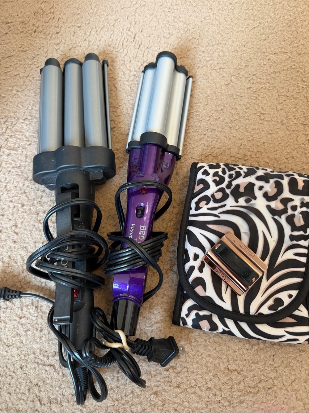 Triple Barrel Waver Hair Styling Iron - Purple & Silver